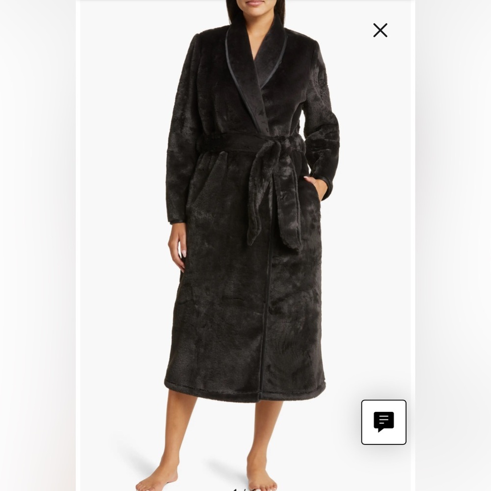 NEW Nordstrom Faux Fur Robe / Black / XS